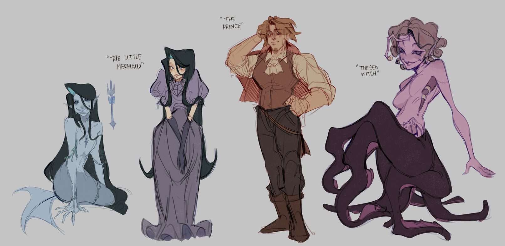 &#39;the little mermaid&#39; retelling character designs | 2024, digital